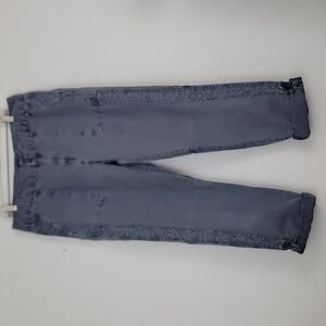 Sundance Gray Distressed Linen & Cotton Lace Trim Tab Leg Pants 12